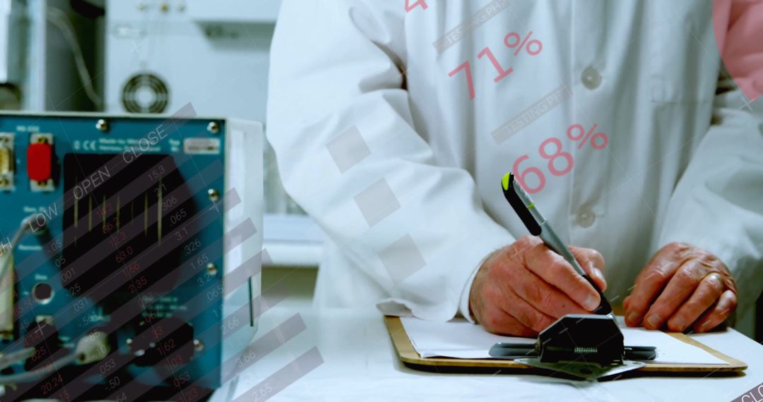 Scientist Recording Data in Laboratory with Control Unit