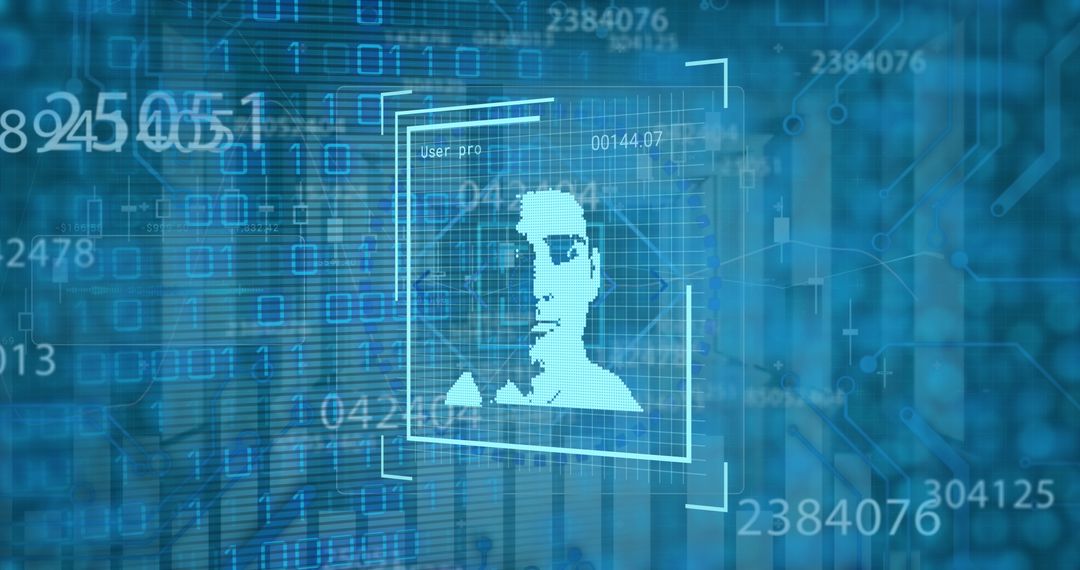 Digital Face Recognition Technology Concept with Data Overlay