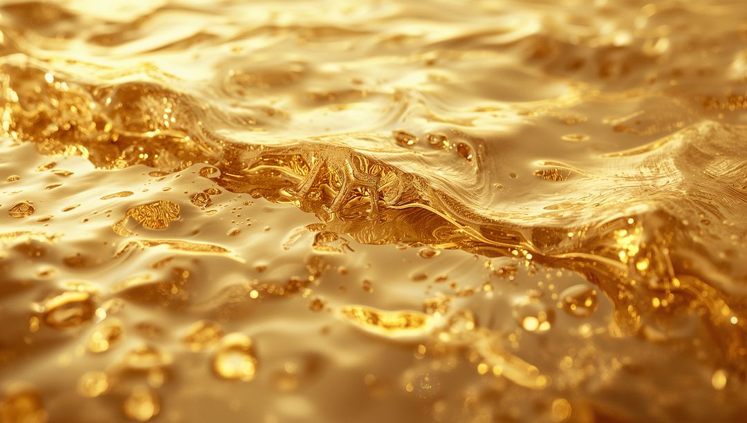 Shimmering Golden Liquid Waves in Macro Photography