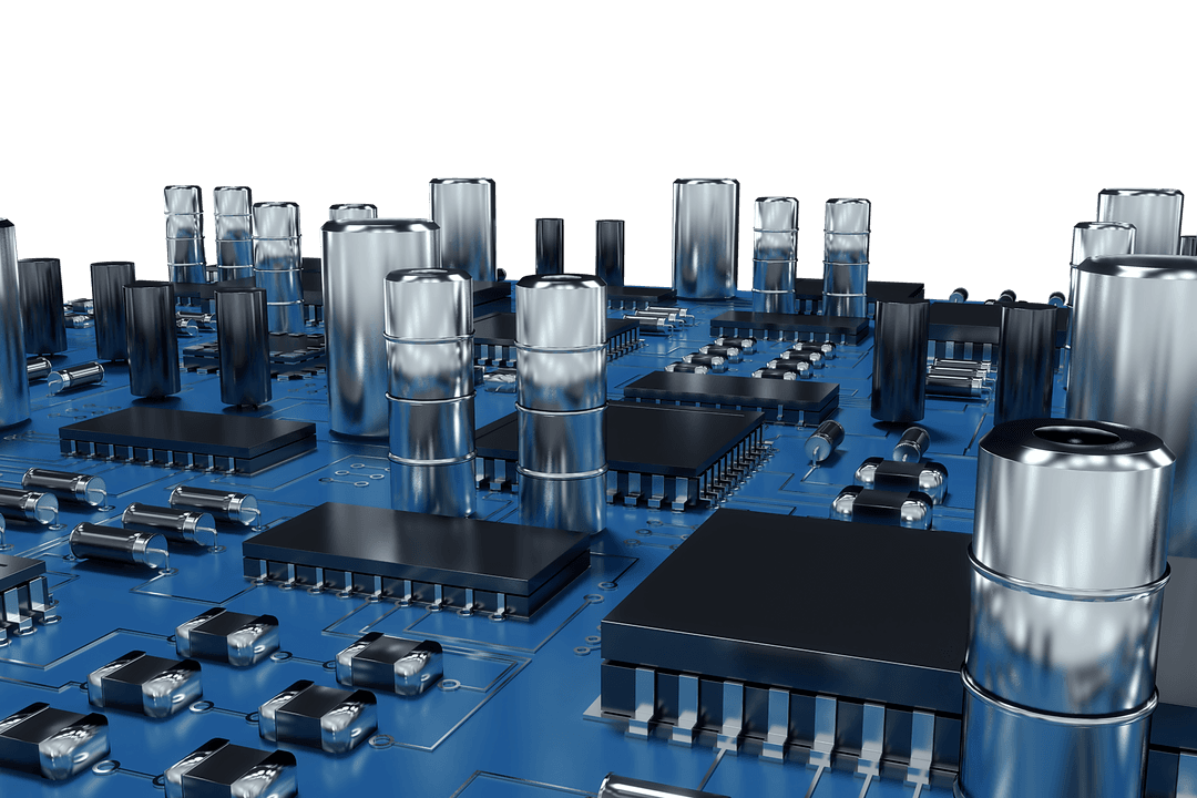 Transparent Tech Circuitry Showcase with Blue PCB Focus