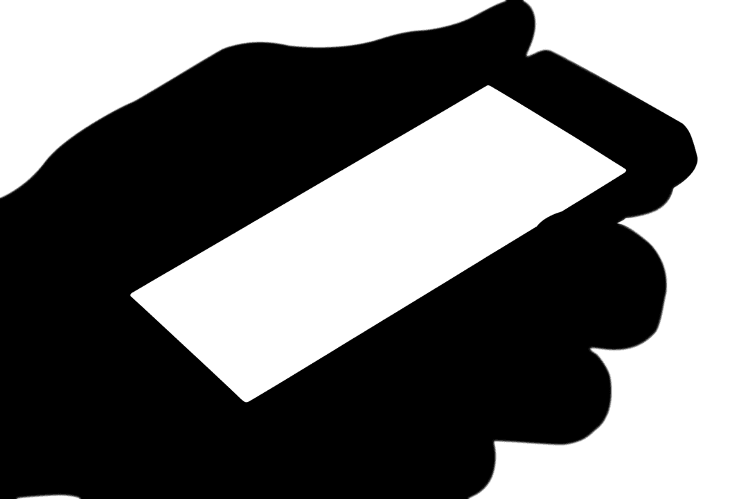 Silhouette of Modern Hand Holding Smartphone on Transparent Background