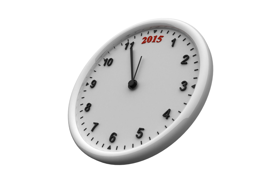 Graphic of Clock Striking Midnight 2015 on Transparent Background - Download Free Stock Images Pikwizard.com