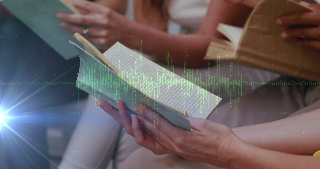 Digital Education Tech with Books and Data Overlays