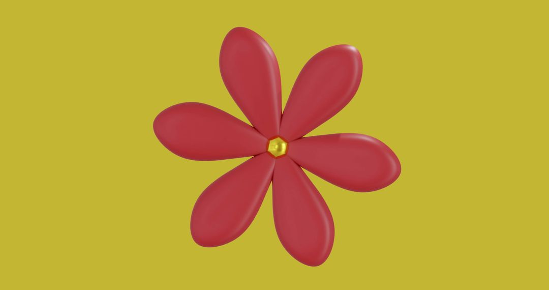 Digital Rendering of Red Flower on Yellow Background