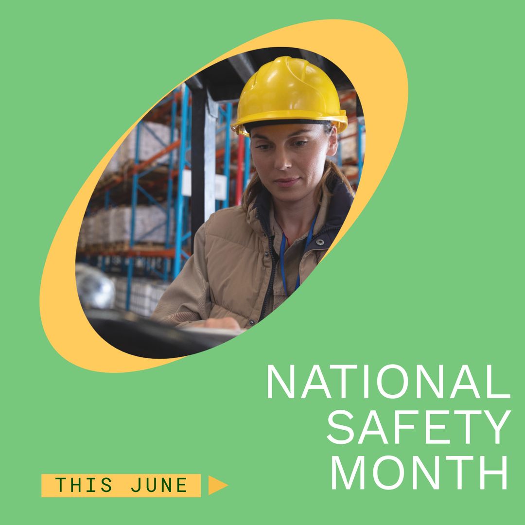 National Safety Month Promotion with Woman in Warehouse - Download Free Stock Templates Pikwizard.com