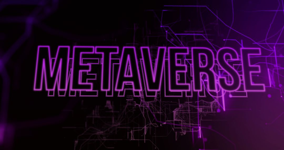 Glowing Metaverse Text with Digital Network Concept