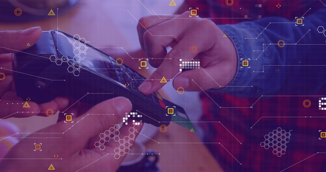 Digital Payment Transaction with Futuristic Data Overlay