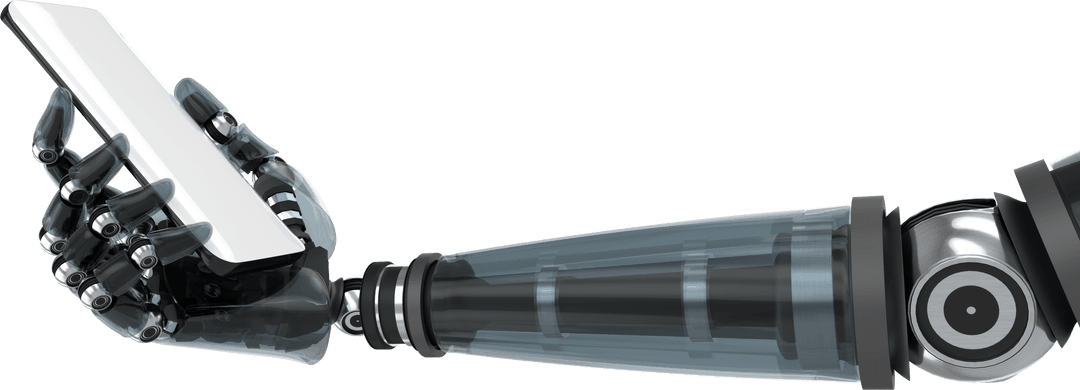 Robotic Arm Gripping Smartphone on Transparent Background