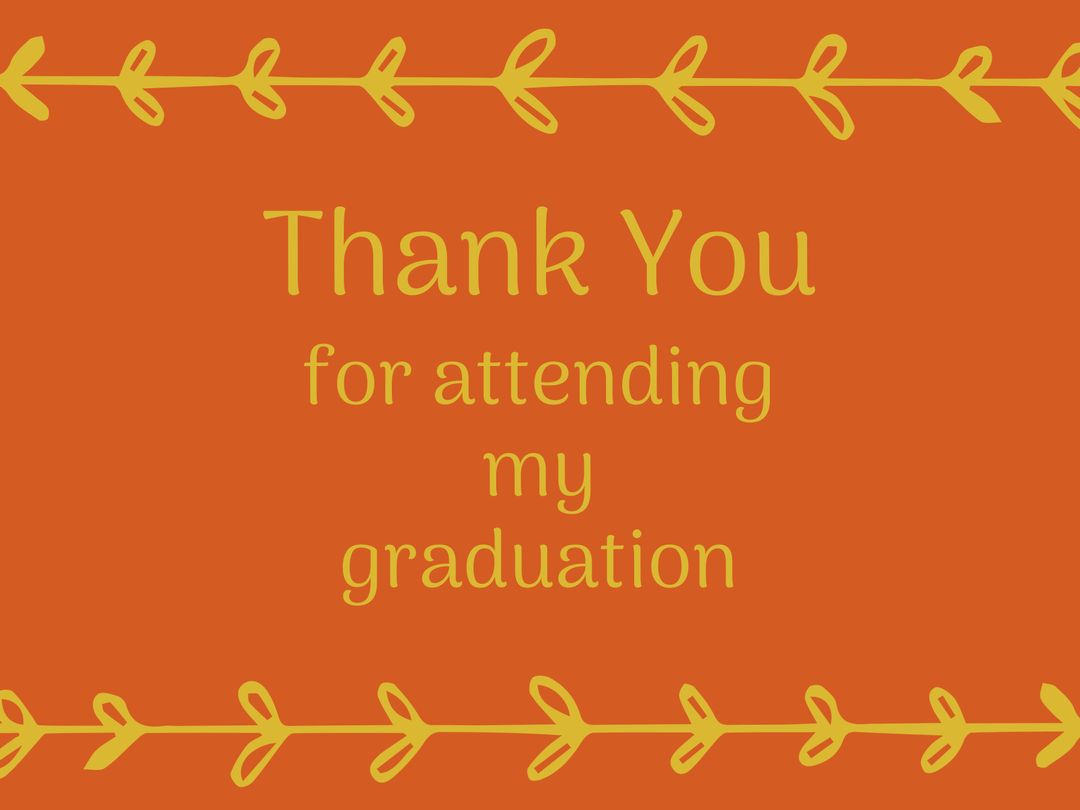 Graduation Thank You Card with Orange Background