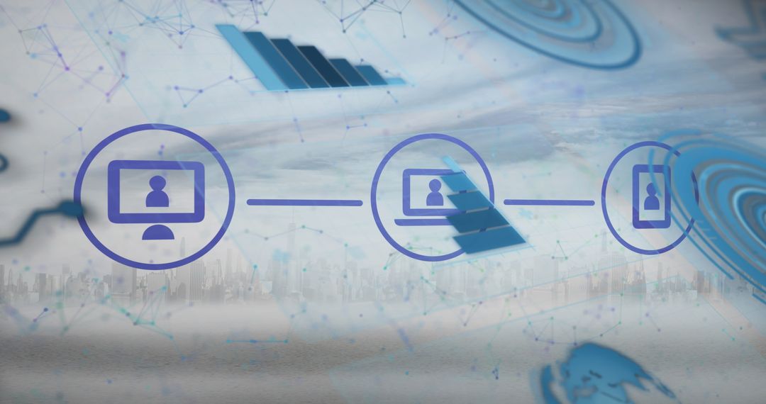 Digital Network Icons Illustrating Modern Urban Communication