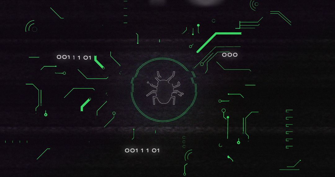 Digital Security Concept with Tech Bug and Circuitry