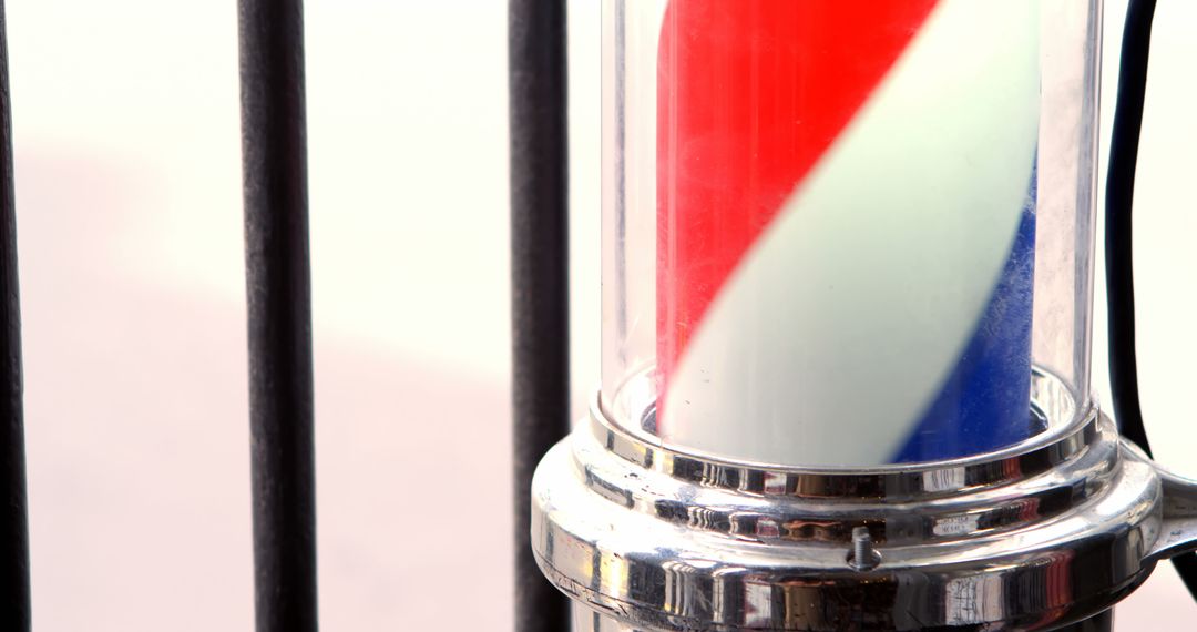 Classic Barber Pole with Rotating Stripes and Copy Space