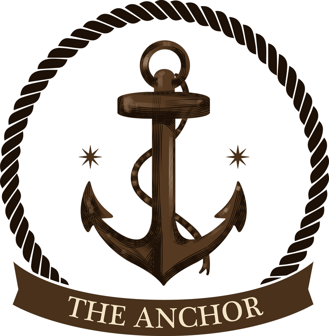 Transparent Nautical Anchor Emblem with Inscribed Text