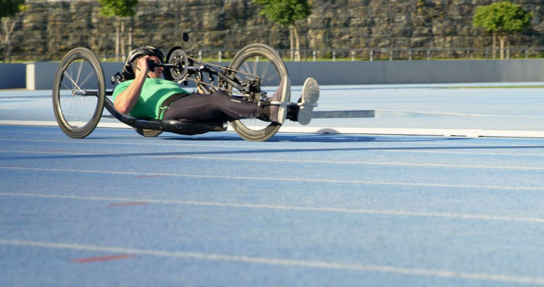 Athlete Using Handcycle on Running Track during Race - Free Images, Stock Photos and Pictures on Pikwizard.com