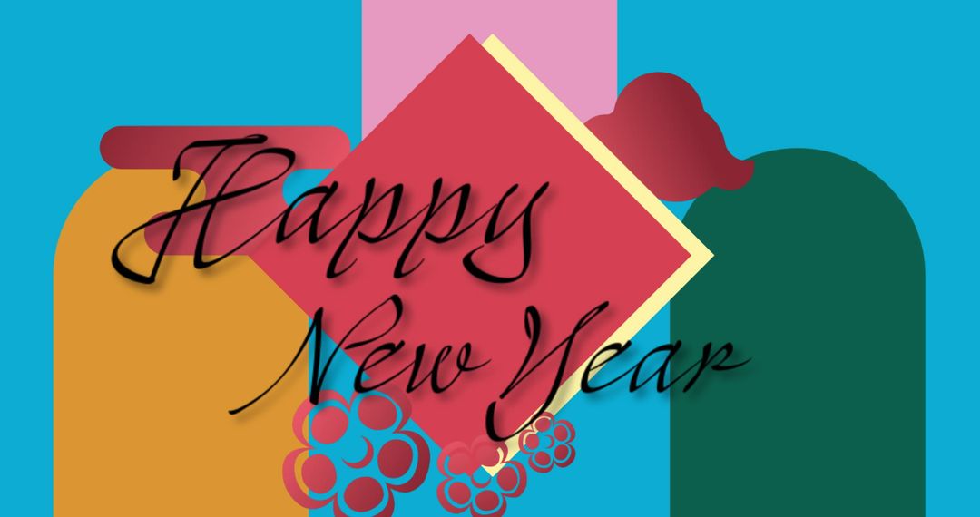 Colorful Happy New Year Design with Geometric Shapes