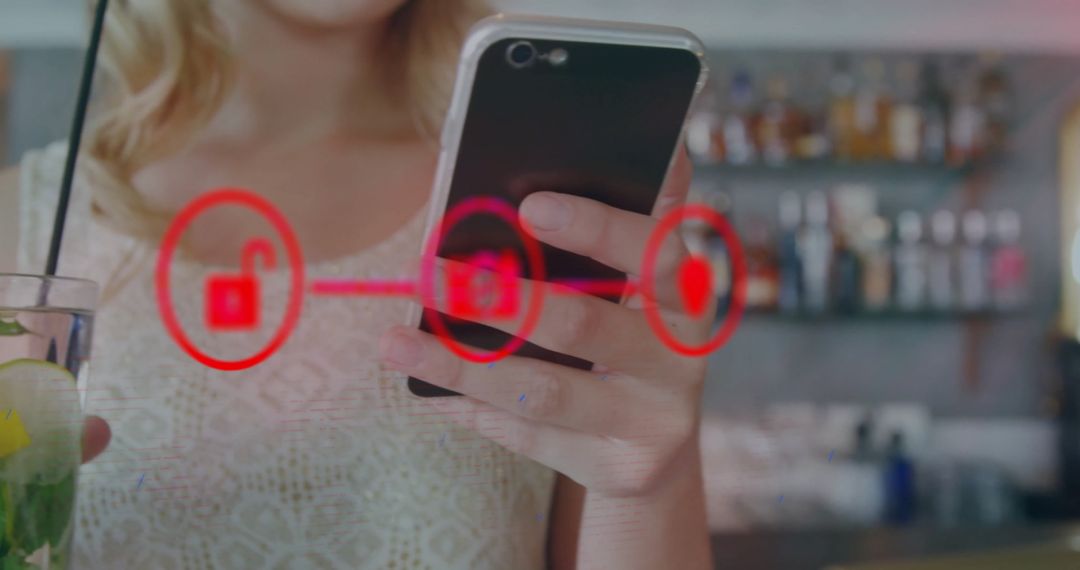 Conceptual Smartphone Network Connections with Unlock Icon