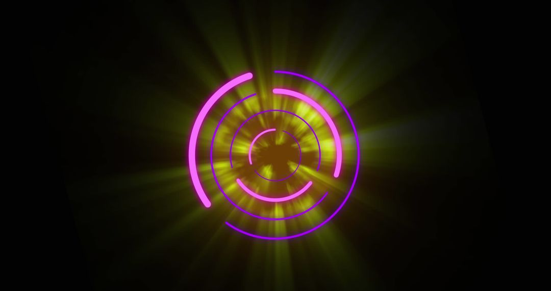 Dynamic Glowing Circular Shapes Over Black