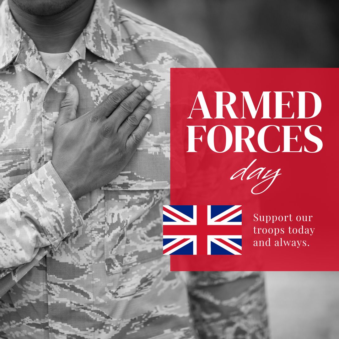 Armed Forces Day Support Soldier with United Kingdom Flag - Download Free Stock Templates Pikwizard.com