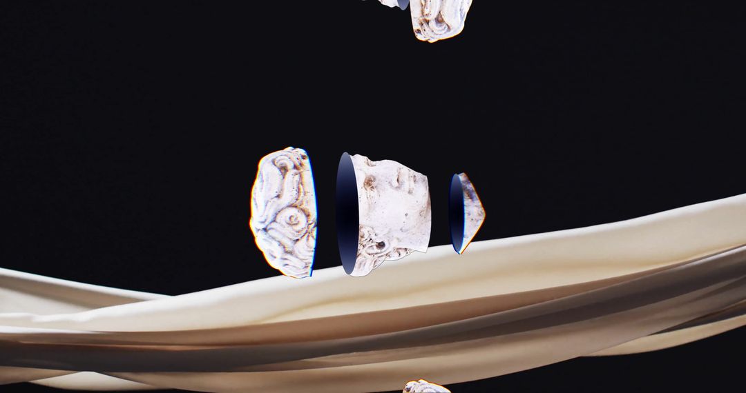 Abstract Ancient Sculpture Heads with Flowing Fabric