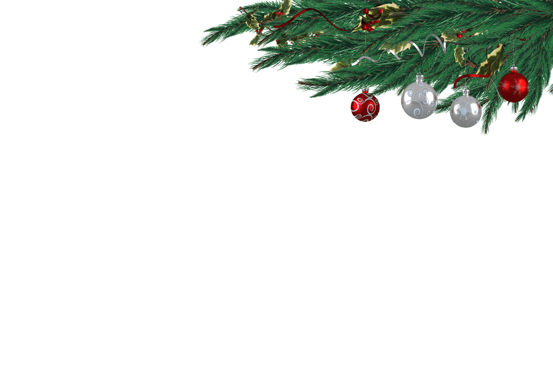 Transparent Christmas Tree Branch with Baubles, Bursting with Holiday Spirit