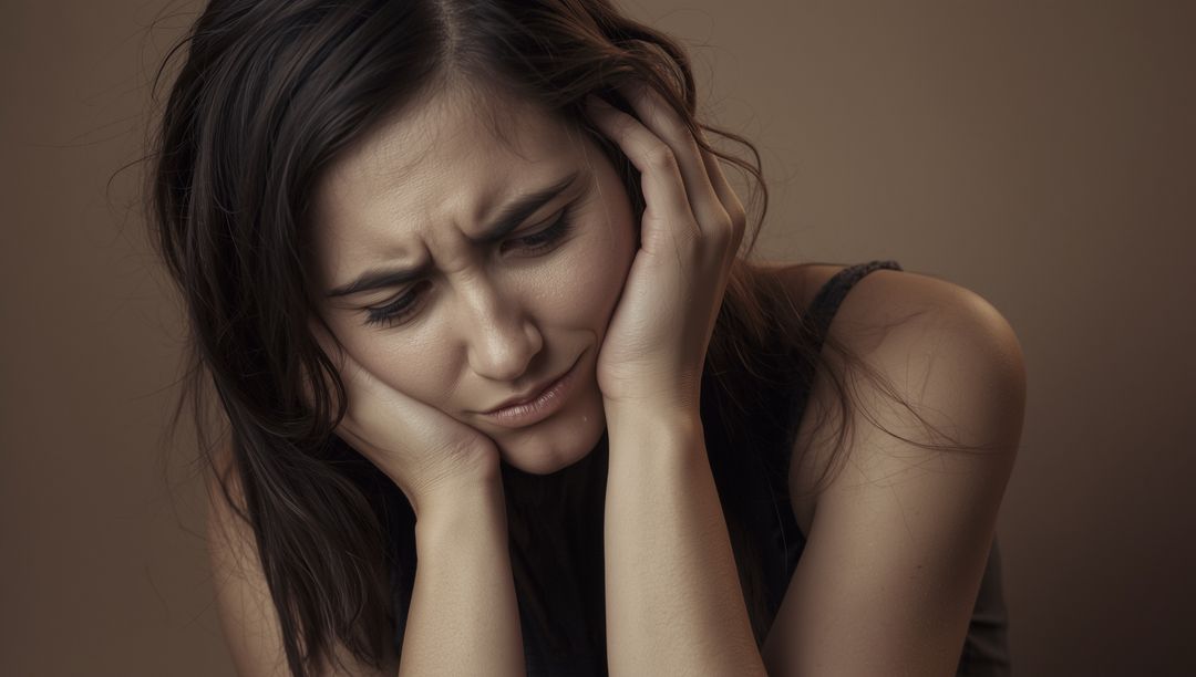 Woman Experiencing Headache in Introspective Mood