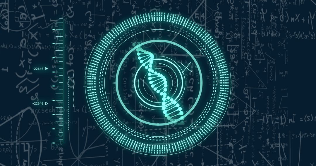 Digital DNA Strand with Futuristic Data Interface Elements