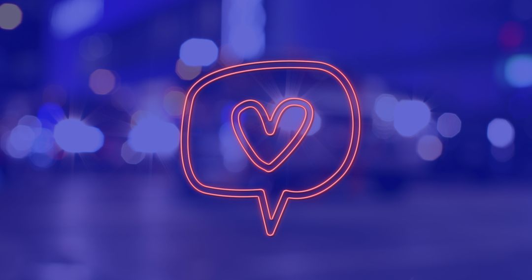 Heart Icon Over Cityscape at Night Symbolizing Connection