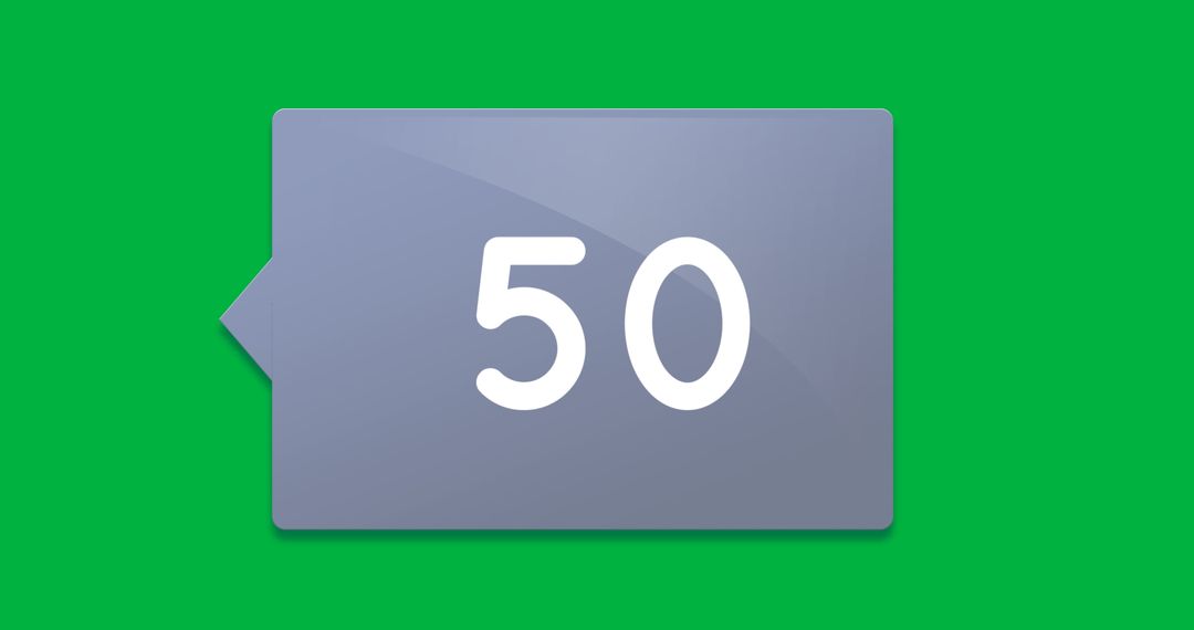 Countdown 50 on Green Background 4K Resolution