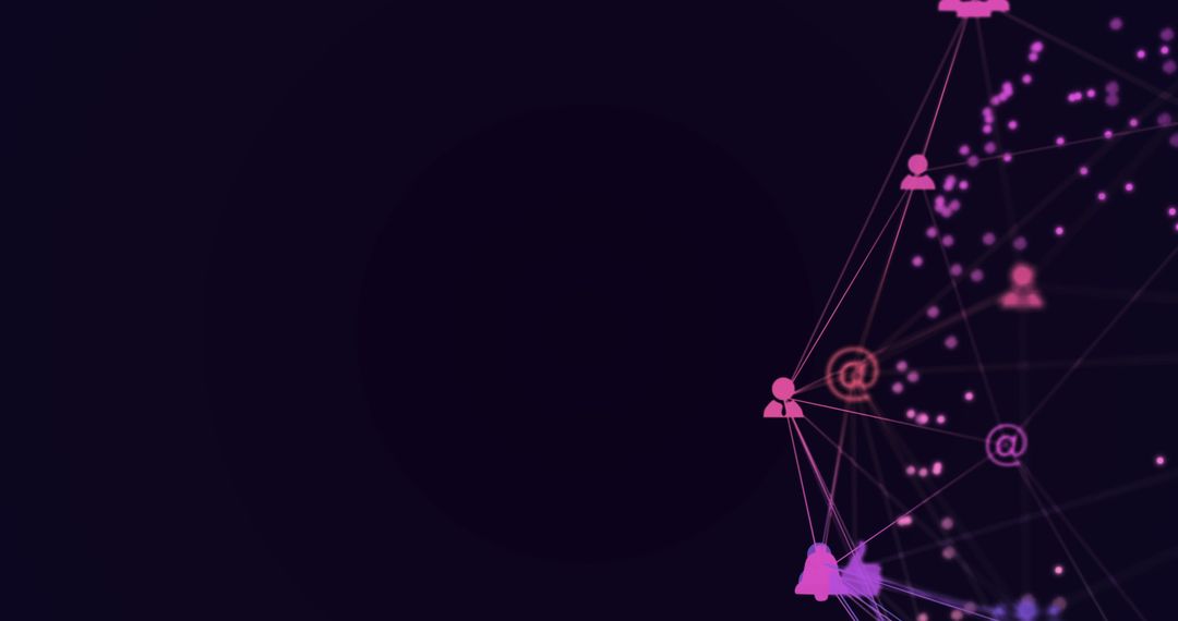 Digital Network with Icons Over Black Background