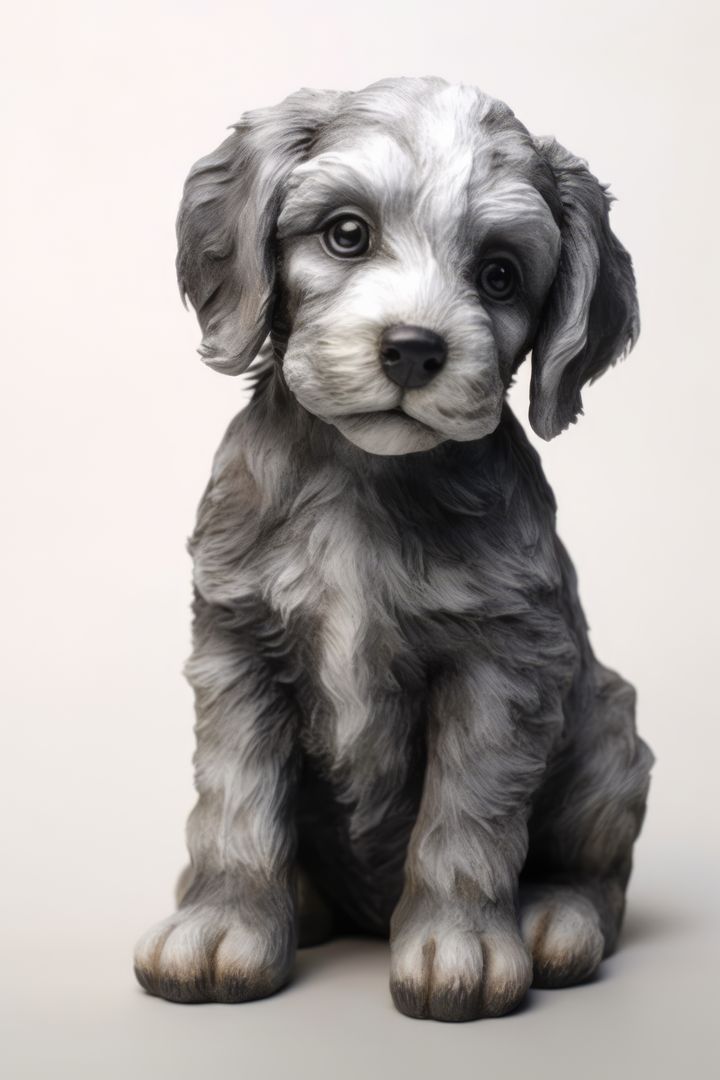 Portrait of cute grey puppy with on white background, created using generative ai technology - Free Images, Stock Photos and Pictures on Pikwizard.com