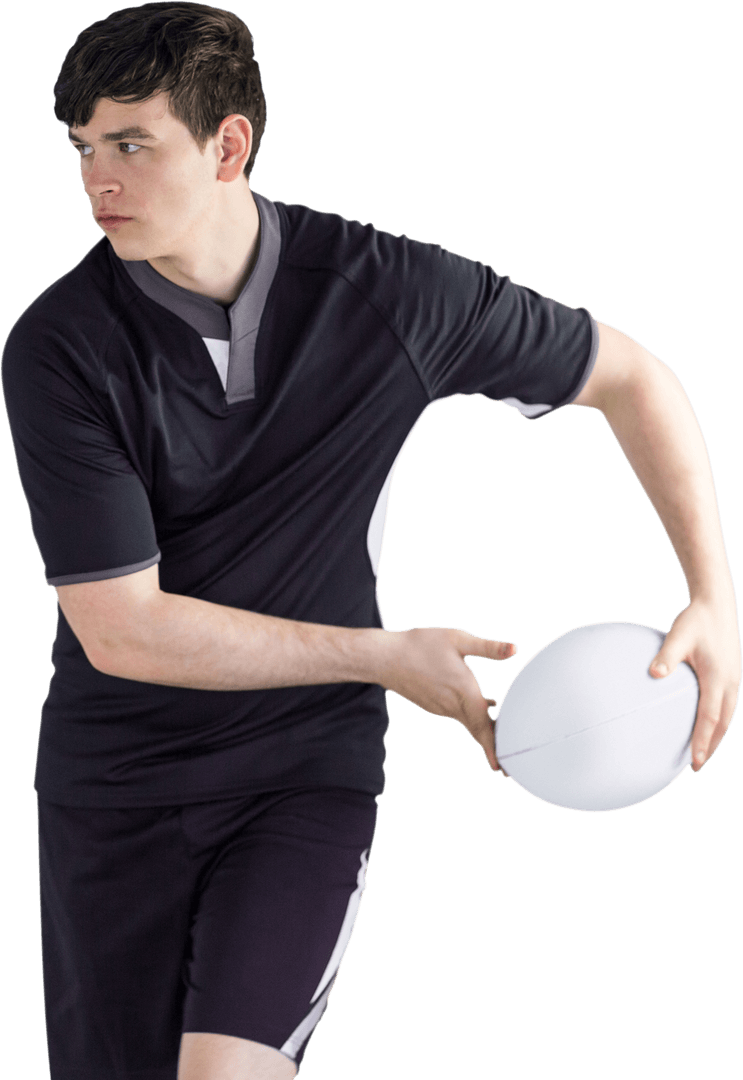 Transparent Background: Rugby Player Executing Side Pass