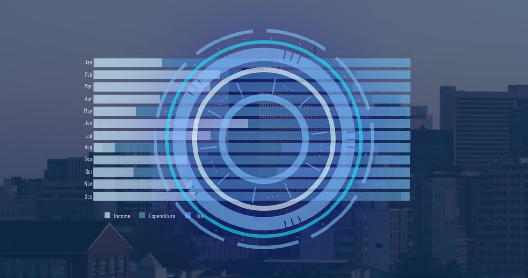 Integrated Global Business Interface with Cityscape Overlay