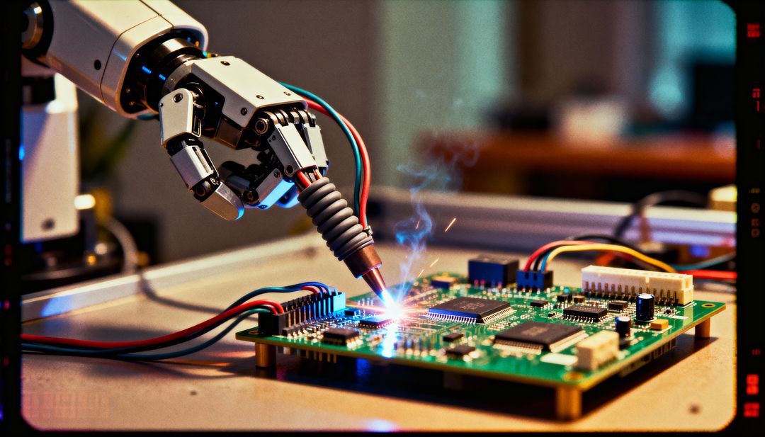 Robotic Arm Soldering Precision PCB for Electronics Assembly and Automated Manufacturing