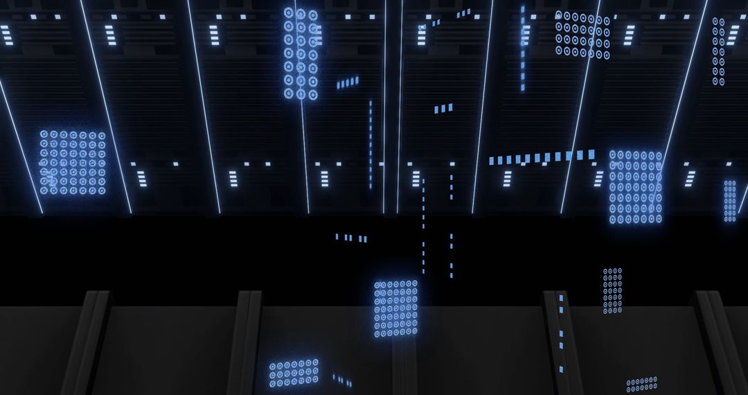 Digital Data Visualization on Futuristic Server Setup