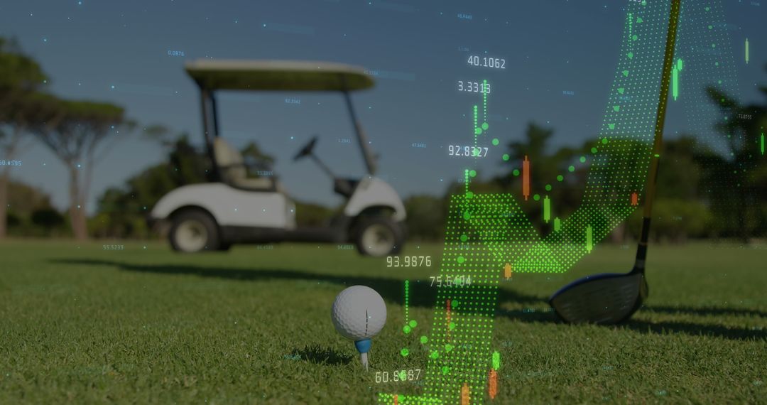 Golf Ball with Overlay of Digital Data Visualization Concepts