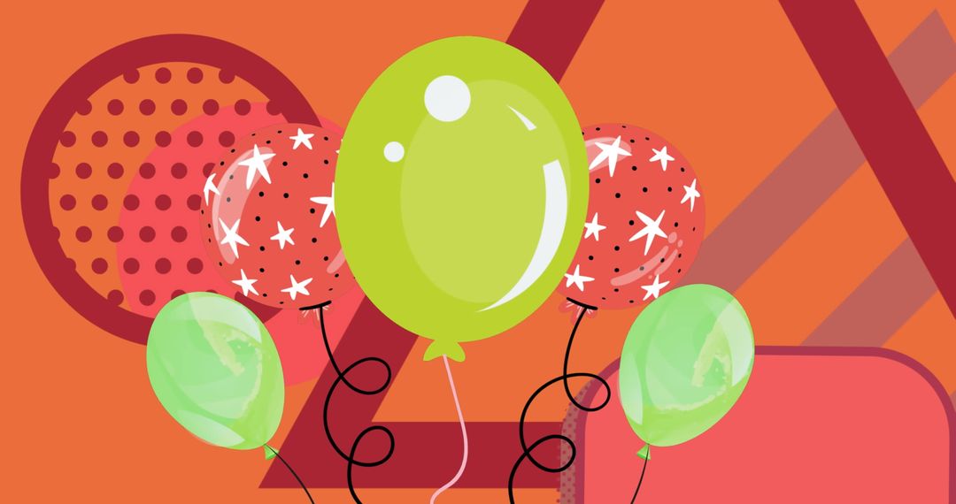 Vibrant Balloons Floating on Festive Red Backdrop