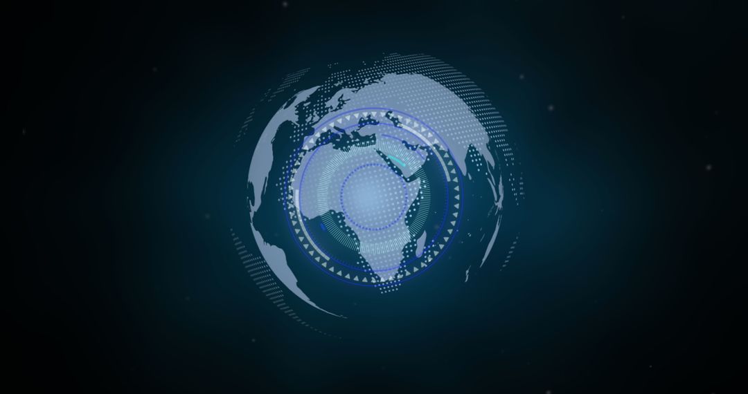 Digital globe with data processing overlay symbols