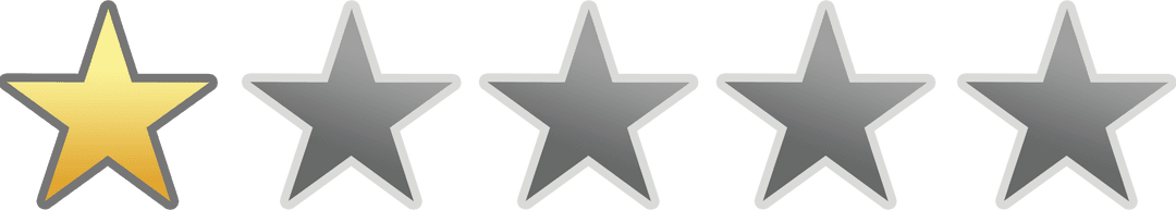 Transparent One Star Rating Isolated on White Background