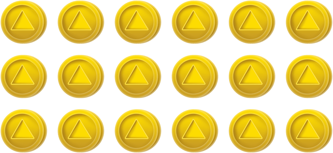 Gold Triangular Pattern Coins on Transparent Vector Background
