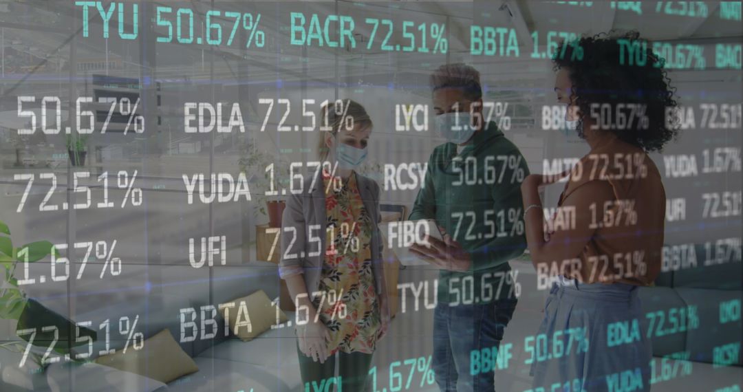 Financial Data Analysis with Team in Face Masks
