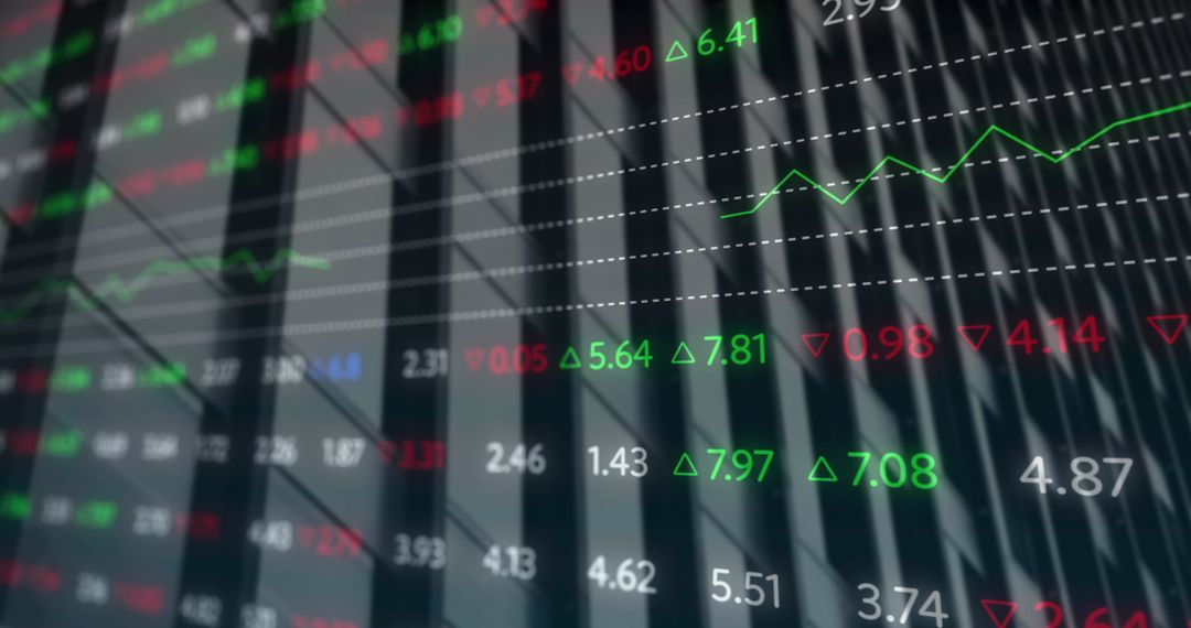 Digital Financial Data Over City Skyline Reflecting Market Trends