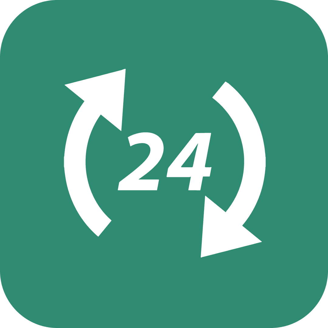 24-Hour Icon with Arrows on Transparent Background