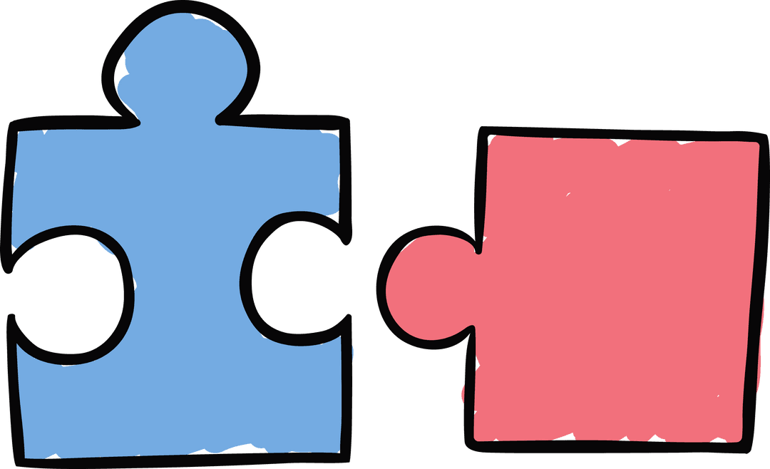 Colorful Transparent Jigsaw Puzzle Illustration with Two Pieces