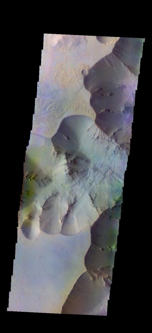 False color image of Juventae Chasma on Mars from THEMIS camera - Free Images, Stock Photos and Pictures on Pikwizard.com