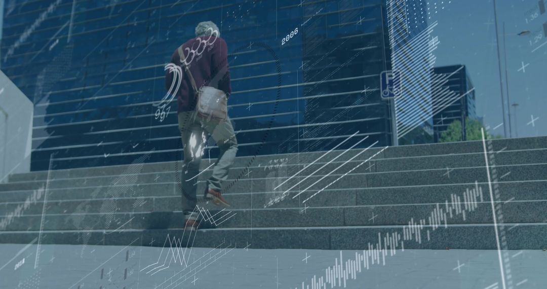 Business Professional Ascending Steps with Data Overlay