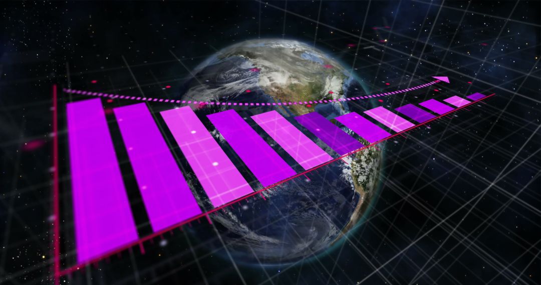 Animated Bar Graphs and Globe Highlighting Financial Loss and Globalization