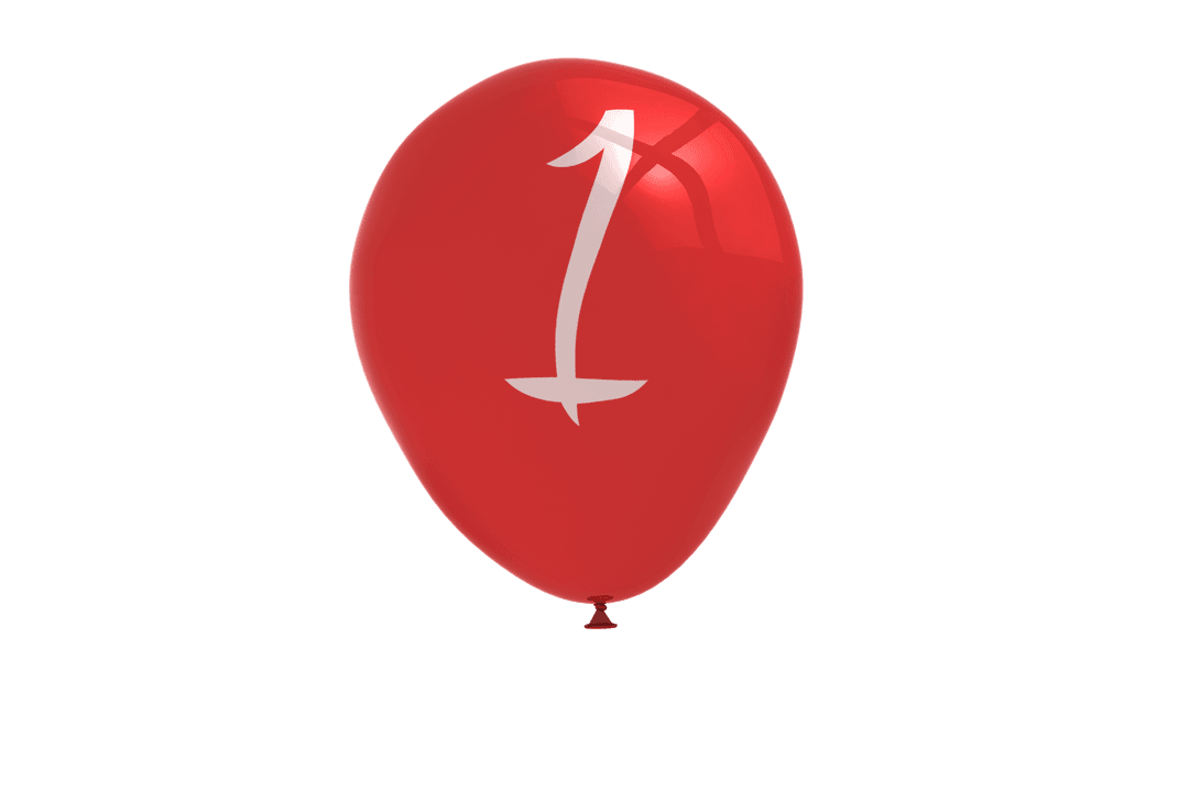 Red Number 1 Balloon on Transparent Background for Celebrations