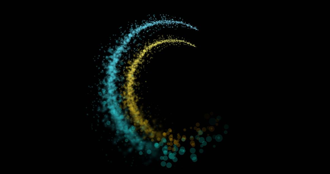 Abstract Circular Light Trails in Motion on Black Background