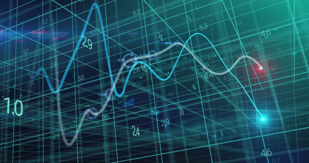 Dynamic Glowing Digital Graphs on 3D Grid Background