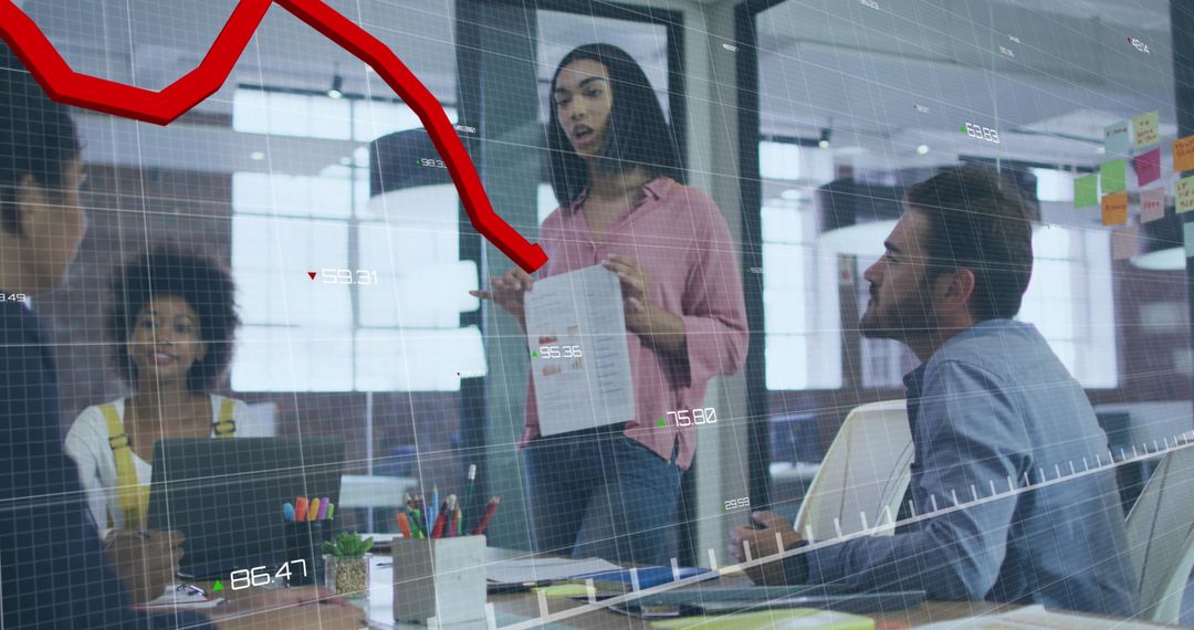 Business Presentation Analyzing Financial Data Trends in Office